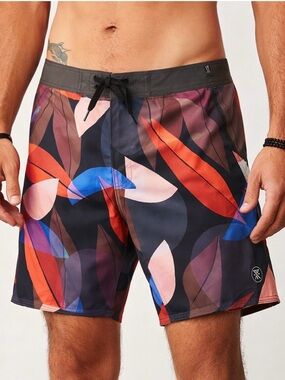 Roark Boatman Board Shorts Mens 32 Surf Swim Trunks Multicolor RB399 NWT NEW